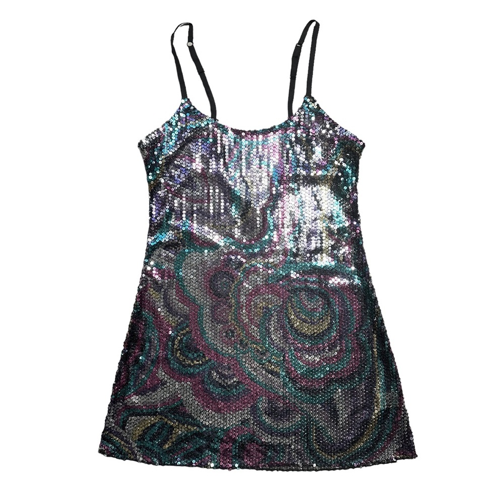Free People Intimate Mesh Sequin Slip Dress US M